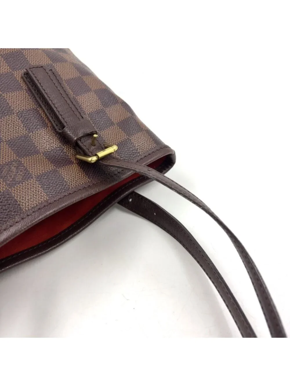 Louis Vuitton Marais Damier Ebene Leather Brown Tote Gold